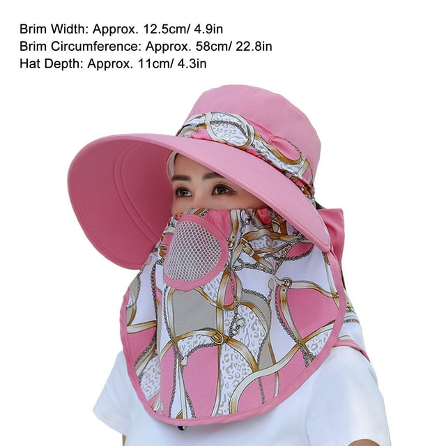 Sombrero para el sol ANGGREK con cubierta para el cuello y la cara mujer ala ancha extraíble protección UV