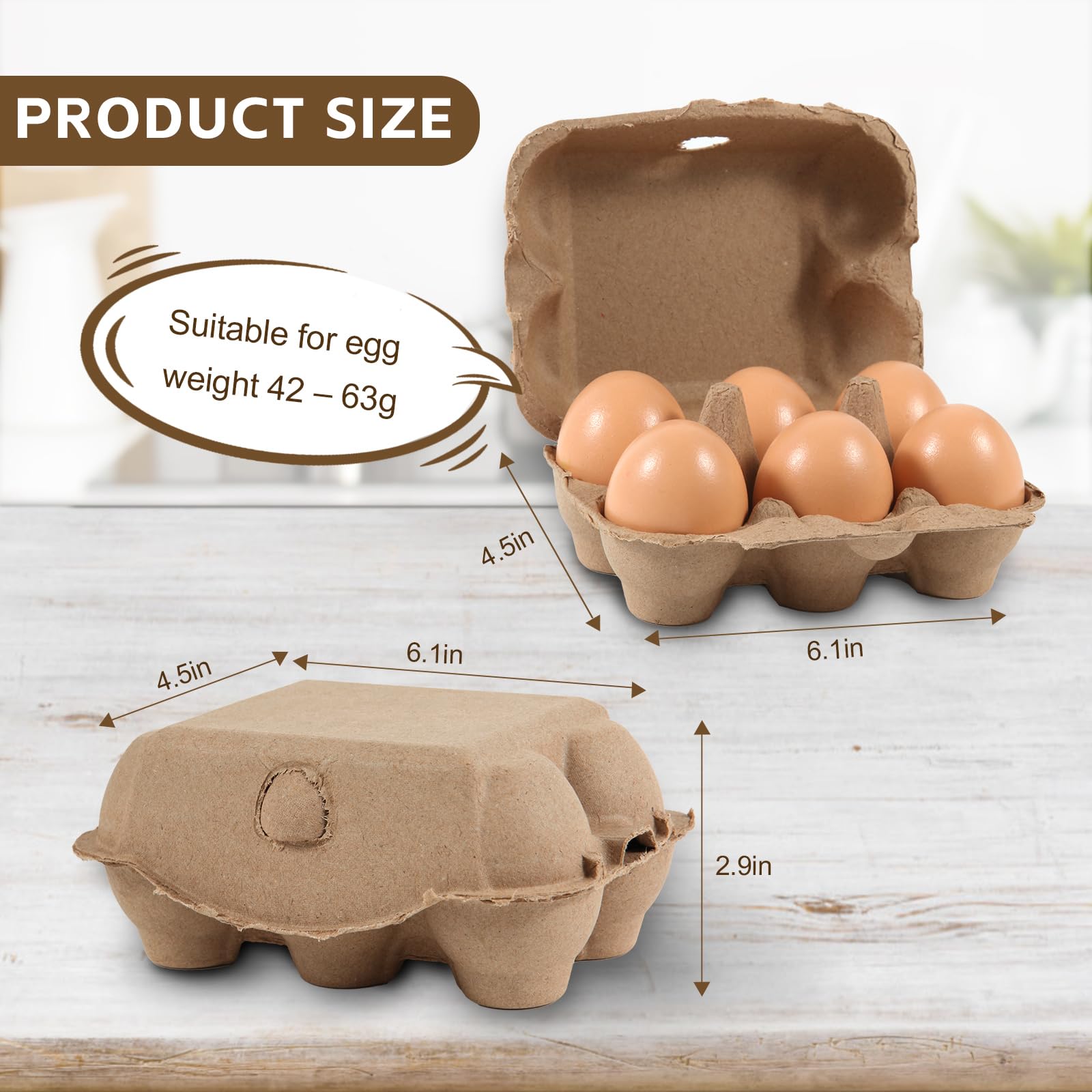 40 Pack Half Dozen Egg Cartons, Heavy-Duty Paper Pulp Egg Containers, Reble and Biodegradable, Perfect for Small Farms and Homesteaders