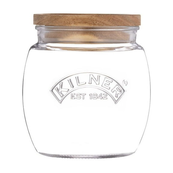 Kilner Universal Push Top Storage Jar with Wooden Lid | 28.7 oz