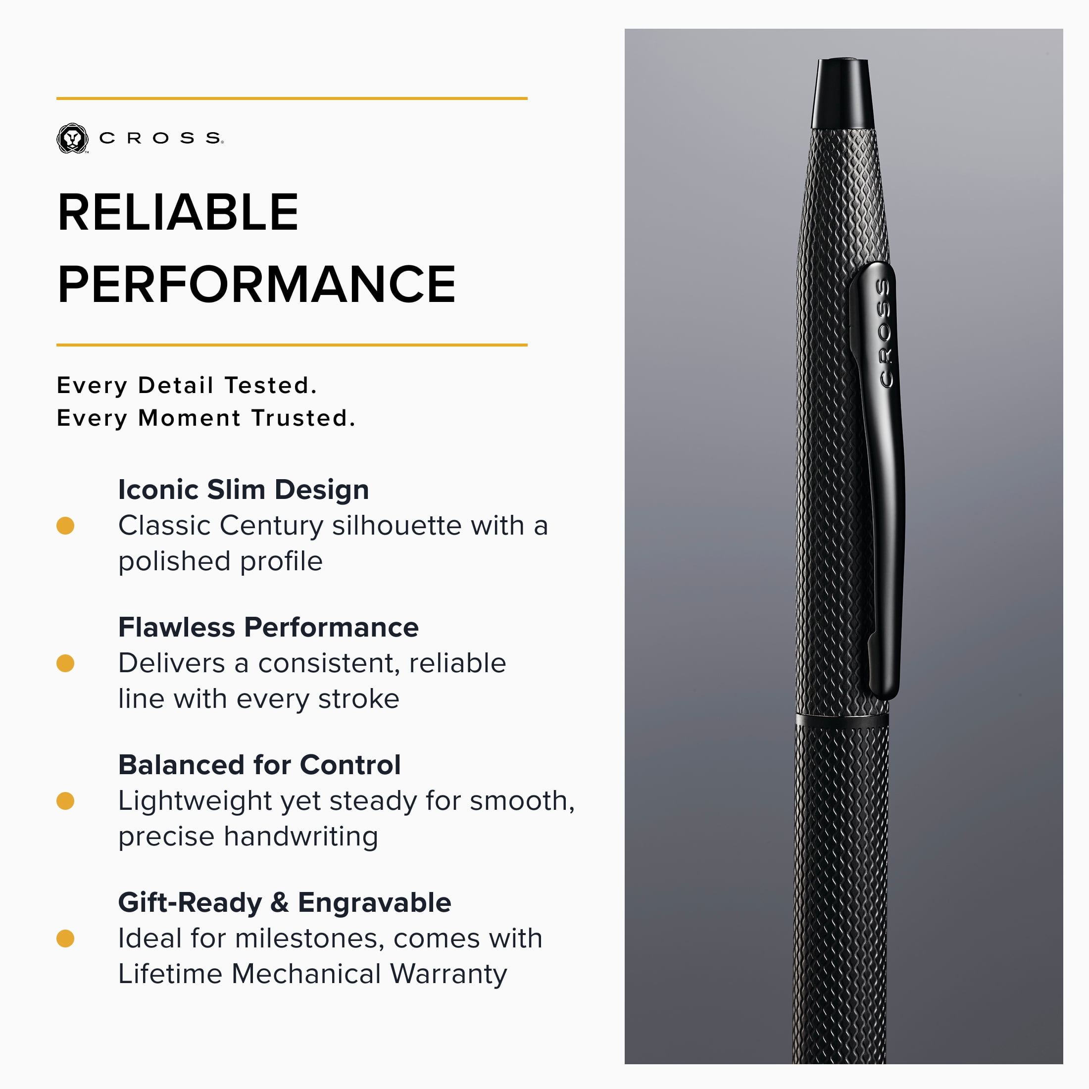 Cross Classic Century® Polished Slate Gray Engraved Diamond Pattern with Slate Gray PVD Appointments Ballpoint Pen