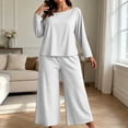 thumbnail image 5 of Byworldtasic Womens Plus Size Lounge Set 2 Piece Outfits Sweatsuits Tracksuit Long Sleeve Baggy Wide Leg Pant Sets, 5 of 7