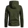 thumbnail image 4 of Awdenio Men Solid Casual Hooded Zipper Buttons Turndown Pocket Cardigan Jacket Coats, 4 of 8