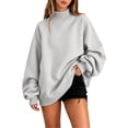 thumbnail image 6 of HOMBOM Womens Fall Winter Oversized Plain Sweatshirt Raglan Mock Neck Pullover Ribbed Hem Long Sleeve Soft Tops, 6 of 7