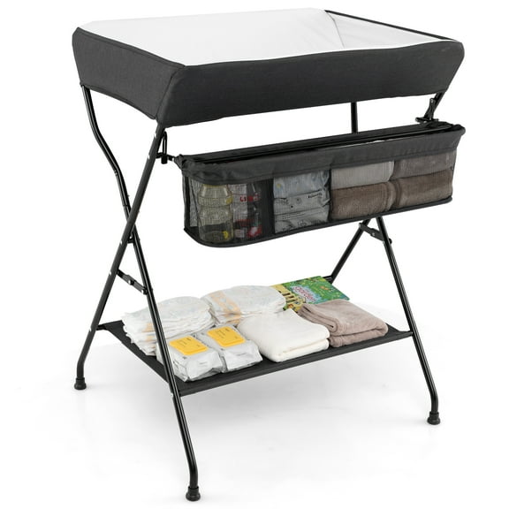 Patiojoy Infant Folding Changing Table Portable Children Baby Girl Boy Diaper Station w/ Storage Box
