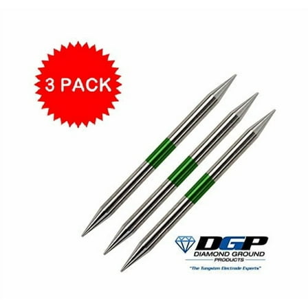 Diamond Ground Stinger Disposable TIG Welding Tungsten Electrodes Pure Tungsten Green 3/32 inchx1.5 inch (3 Pack)