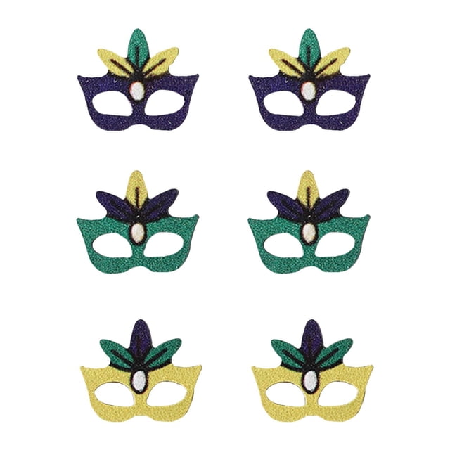 Juego de 6 pendientes con máscara de de carnaval, bonitos para fiesta de regalo de cumpleaños y Halloween estilo B