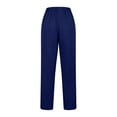 thumbnail image 4 of Wyobmus Casual Straight Leg Long Pants for Women Solid Color Elastic Waist Comfy Stretch Pull On Pants Navy, 4 of 4