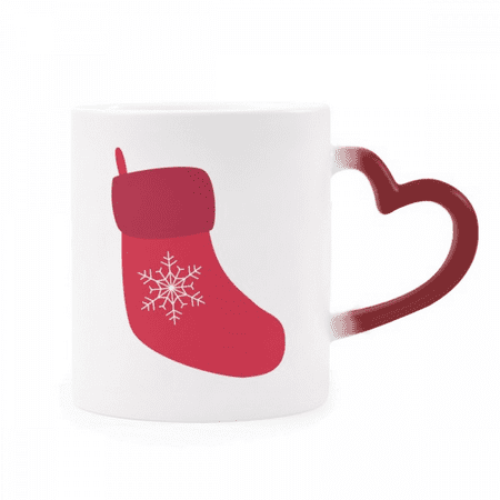 

mas Snowflake Sock Red Festival Heat Sensitive Mug Red Color Changing Stoneware Cup