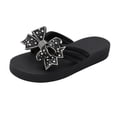 thumbnail image 2 of RotHome Womens Wedge Sandals Bow Flip Flops Rhinestone Thong Open Toe Summer Beach Platform Boho Cute Casual Shoes Fancy Flip Flops for Women Easter Sandals, 2 of 9