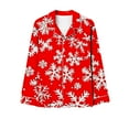 thumbnail image 5 of Lorytime Women Pjs Sets Christmas Snowflakes Long Sleeved Collared Tops Elastic Waist Pants Holiday Loungewear, 5 of 7