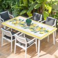 thumbnail image 2 of Yellow Lemon Table Cloths for 3 Foot Rectangle Tables, Summer Botanical Plaid Elegant Pastoral Patio Waterproof Elastic Fitted Tablecloths, Washable Rectangular Table Cover for Camping, 2 of 8