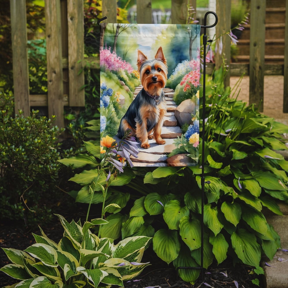 Silky Terrier Spring Path Garden Flag 11.25 in x 15.5 in