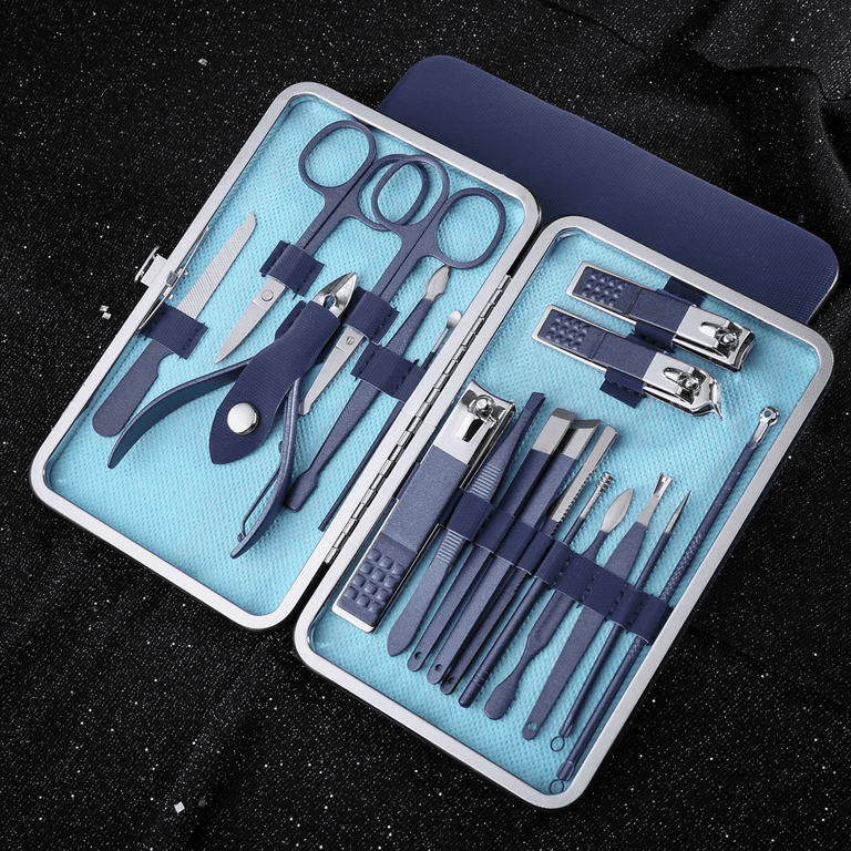 Wholesale All Pure 4pc Nail Care Travel Kit STEEL/BLUE/GREEN
