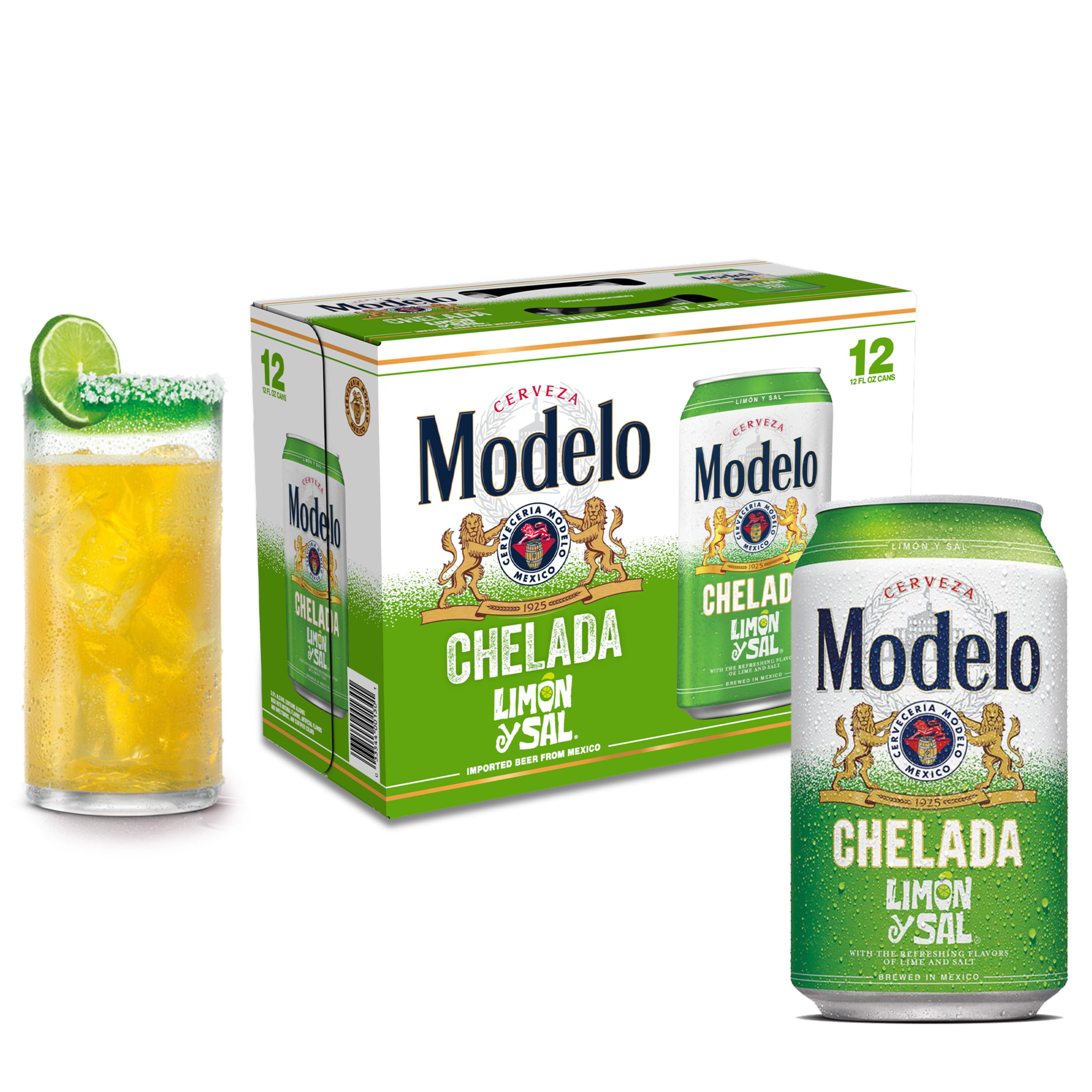 Modelo Chelada Limon y Sal Mexican Import Flavored Beer, Beer 12 Pack, 12  fl oz Cans, % ABV 