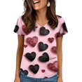 thumbnail image 2 of Valentine Day Scrubs for Women Love Heart Print Nursing Short Sleeve Medical Scrub Tops V Neck Plus Size Cute Uniforms with Pockets Watermelon Red L, 2 of 5