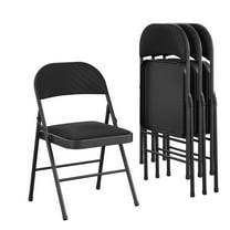 COSCO Premium Fabric Padded Metal Folding Chair, Double Braced, Black, 4-Pack