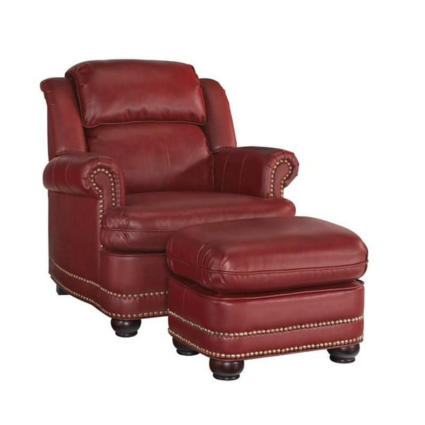 Bowery Hill Faux Leather Club Chair With Ottoman In Red Com Bowery Hill Faux Leather Club Chair, Red Leather Club Chair And Ottoman
