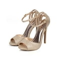 thumbnail image 5 of New Women Qupid Glee-132 Glitter Peep Toe D'orsay Ankle Strap Stiletto Pump, 5 of 5