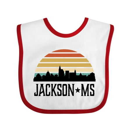 

Inktastic Jackson Mississippi Skyline Retro Gift Baby Boy or Baby Girl Bib