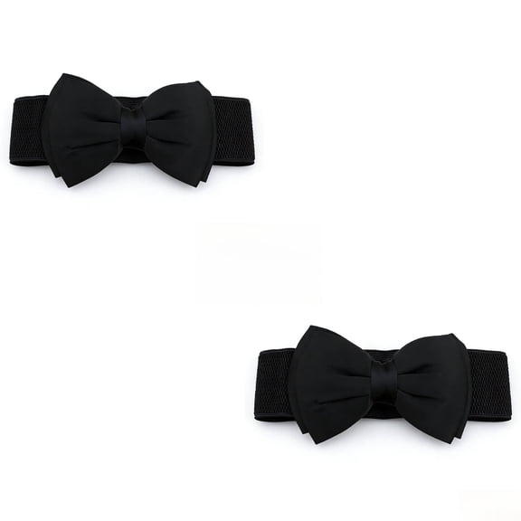 Women Cute Bow/Flower Wide Elastic Waist Belt - Adorable Dress Accessory