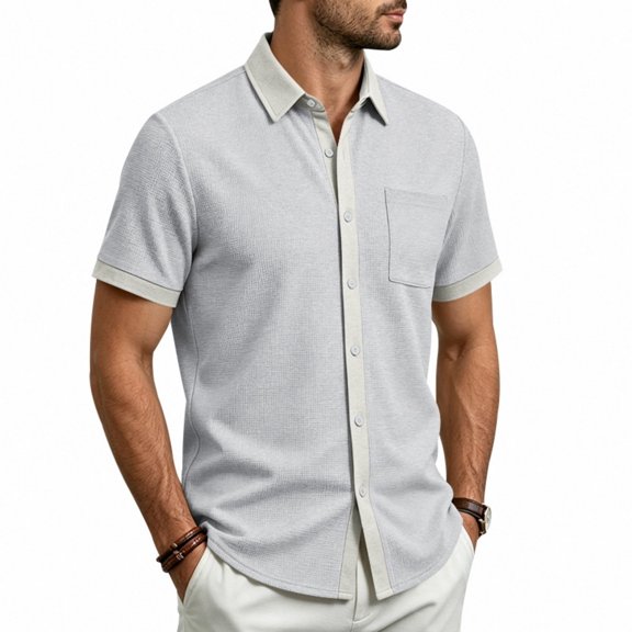 Guluxicc Men's Golf Shirts with Pockets Button Down Collared Short Sleeve Tops for Everyday Wear Business Casual Outfits