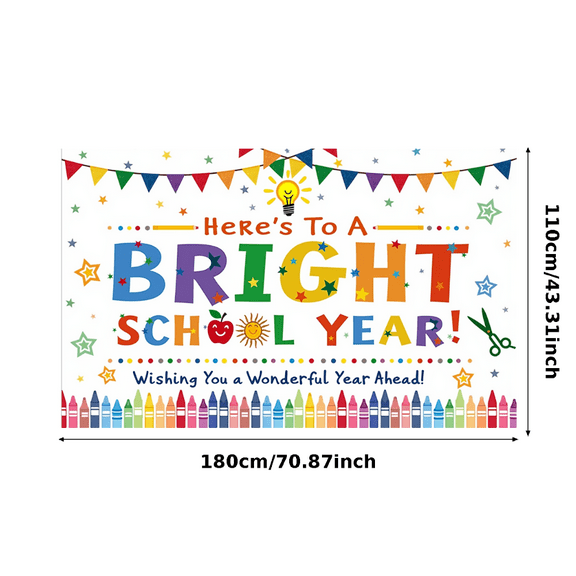 Polyester Bright School Banner Colorful Design Event Decoration for School Year Start Classroom Party Celebration