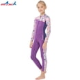 thumbnail image 3 of Niños traje de baño púrpura una pieza traje de baño chicas manga larga snorkel conjunto traje de baño surfing junior cremallera traje de baño l 2.5mm Methold OD003309-03, 3 of 7