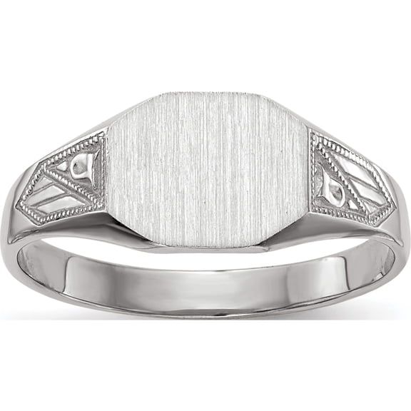 Jewelry by Sweet Pea 14K White Gold 9.0x7.0mm Octagon Closed Back Signet Ring