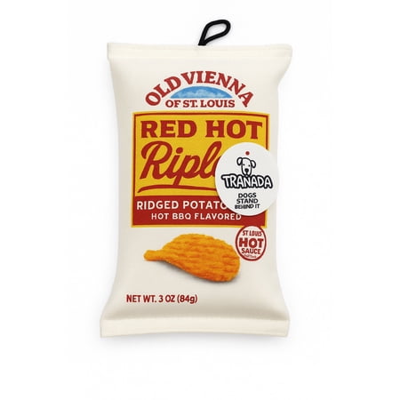 Tranada Red Hot Riplets Dog Toy, Plush Squeaky Chip Bag for Dogs, Durable Funny Pet Toy, Novelty St. Louis Gift for Dog Lovers, Limited Edition Collectible