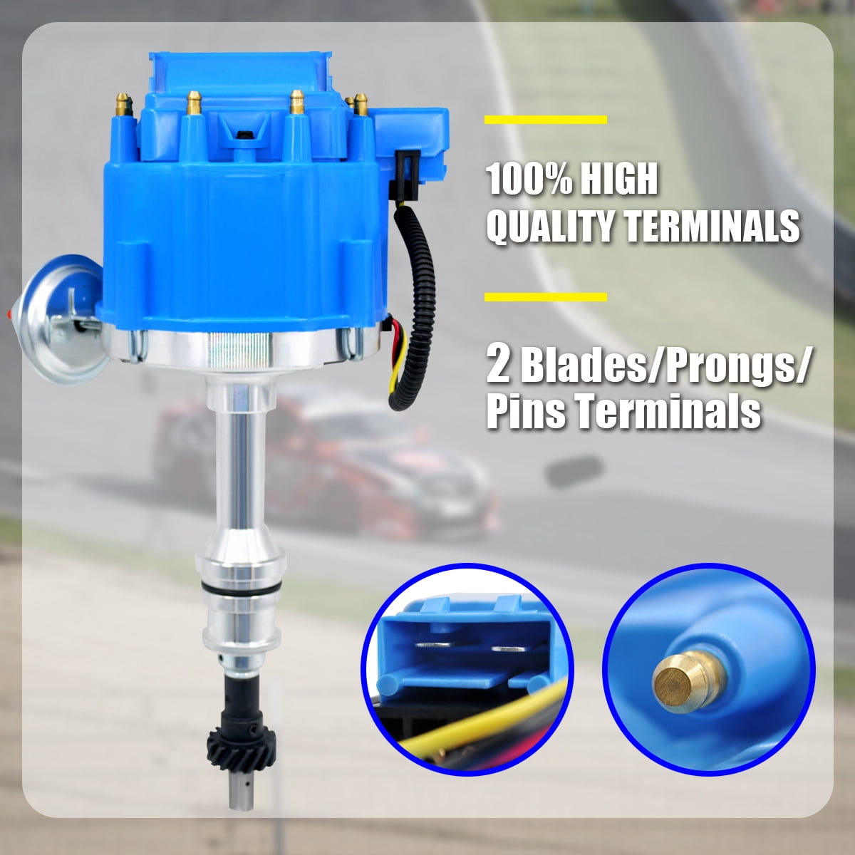 SBF Small Block Ford 351W Windsor Complete HEI Distributor Blue Cap w/ 65k Coil