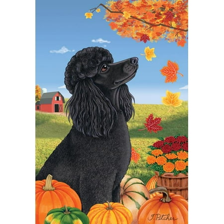 Best of Breed TP670061 Poodle Black Autumn Leaves Garden Flag