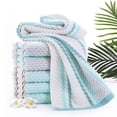 thumbnail image 3 of Pidada 100% Cotton Striped Pattern Hand Towels for Bathroom Set of 4 (Green and Brown), 3 of 8