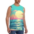 thumbnail image 2 of Balery Retro Palm Beach Sunset Camisetas sin mangas para hombre, absorbe la humedad y protege contra el mal olor.-Large, 2 of 7