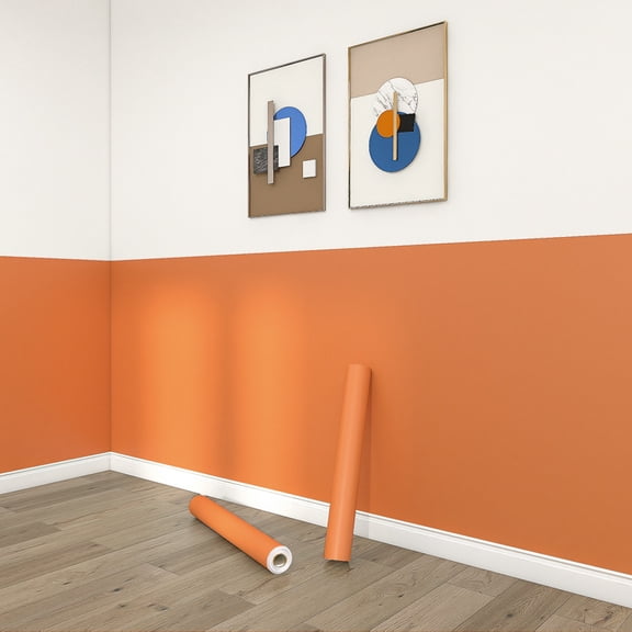 Namzi Stick Wallpaper 5 Yards Self-Adhesive for Cabinets, Drawer Liner, Kitchen Bedroom Wall Stickers, Easy Peel Stick Renovation,Orange