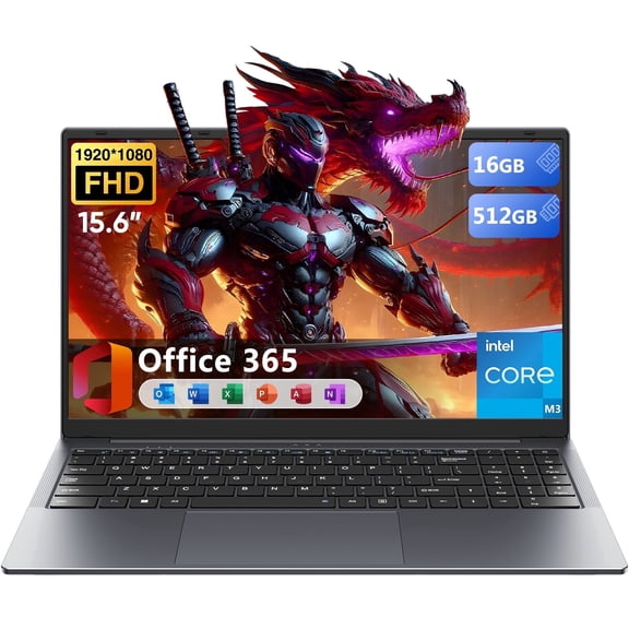 15.6" Laptop,16GB RAM 512GB SSD,Windows 11 Pro,Intel Core i3(Up to 3.4GHz),Business NoteBook Computer,1920 x 1080 FHD 16:9 Display
