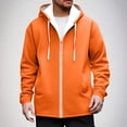 thumbnail image 2 of Mrmaere Men's Hooded Zip-Up Jacket Lined Adjustable Drawstring Warm Outerwear for Daily & Leisure Wear Orange S, 2 of 5