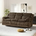 thumbnail image 4 of Roundhill Furniture Ardello Manual Reclining Sofa with Wide-Wale Corduroy Upholstery and Built-In Power Center, Chocolate, 4 of 12