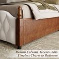thumbnail image 3 of ANPOO Queen Wood Bed Frame with 51.2" Tall Tufted Headboard & Roman Column Design, Sturdy Platform Bed with 2 Drawers & LED Light & Wooden Slats Support, No Box Spring Needed, 1000 lbs Capacity, 3 of 9