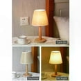 thumbnail image 4 of LED Table Lamp with Wooden Base and Linen Shade, USB Powered, Remote Control Dimmable Night Light for Bedroom or Desk Decor, 4 of 5