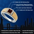 thumbnail image 2 of Gem Stone King 925 Silver and 10K Yellow Gold Red Garnet and White Lab Grown Diamond Statement Ring for Men | 1.08 Cttw | Princess 5MM | Gemstone January Birthstone | Size 9, 2 of 5