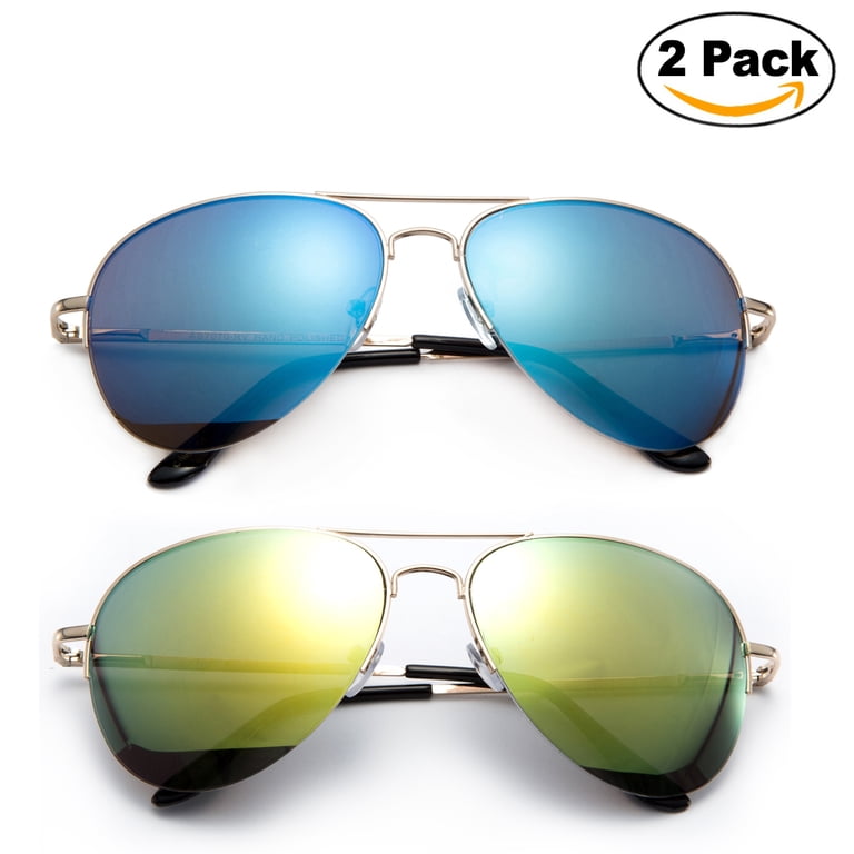 Newbee Fashion - 2 Pack Classic Aviator Sunglasses Flash  display picture 2