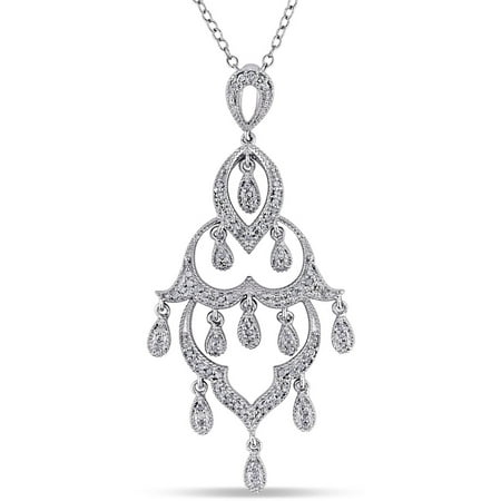 Miabella 1/4 Carat T.W. Diamond Sterling Silver Chandelier Pendant, 18
