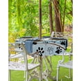 thumbnail image 3 of nqOlkjepod Blue Beige Paw Print Outdoor Tablecloth with Umbrella Hole & Zipper, Vintage Farmhouse Country Wood Grain Round Table Cover 54 Inch, Dining Waterproof Table Cloth Protector for Patio, 3 of 7