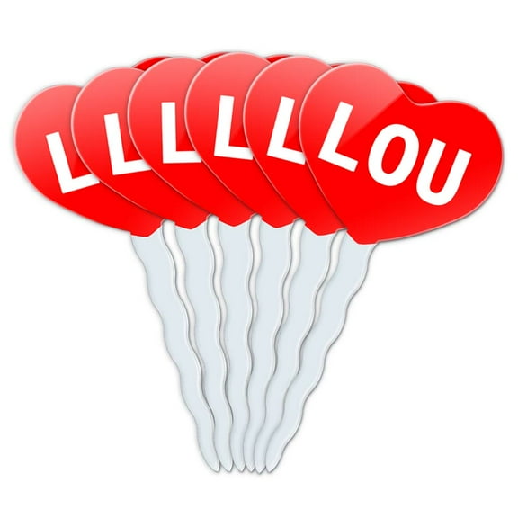 Lou Heart Love Cupcake Picks Toppers - Set of 6