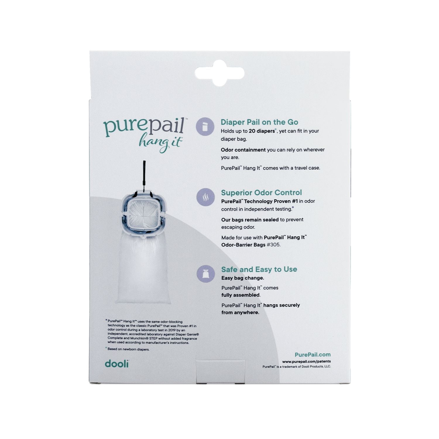 PurePail Hang It Système D'élimination des Couches, Blanc