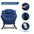 thumbnail image 2 of SOCIALCOMFY Modern Lazy Chair with Portable Ottoman, Accent Contemporary Lounge Chair Steel Frame Leisure Sofa Chair Set with Footstool, Armrests, Side Pocket for Living Room, Bedroom, Office, Blue, 2 of 7