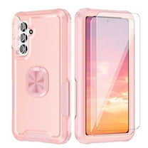 Petocase for Samsung Galaxy A54 5G Case,Heavy Duty Rugged Shockproof With 360° Ring Holder [Support Car Mount] Hybrid Bumper Silicone Hard Back Cover,with 2 Screen Protector&Lens Protector-Rose Gold