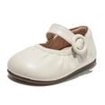 thumbnail image 4 of Kids Girls Unisex Flats Non-Slip PU Faux Leather Round Toe Dress Shoes for Wedding School Daily Wear Beige,Size 10, 4 of 8