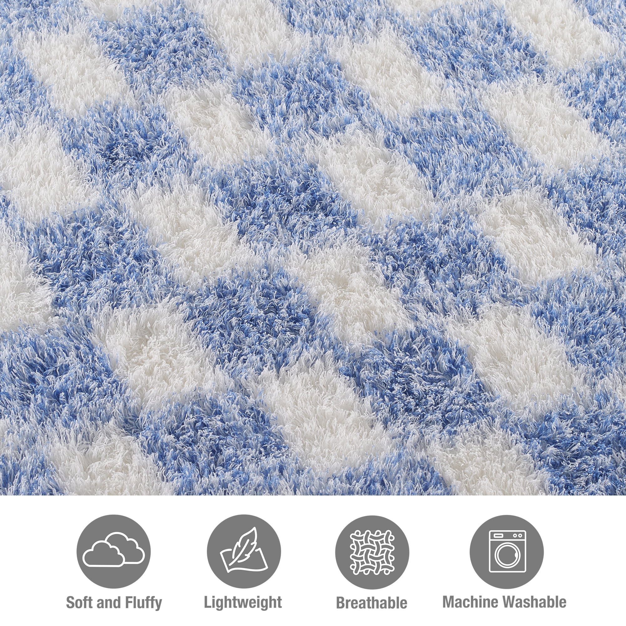 CBCHome Checkered Chenille Furry Throw Blanket – Soft Plush Cozy Dorm Room Essential, for Sofa and Bed, Graduation Gift for Her and Teens (Ashleigh Blue, 50"x60")