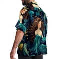 thumbnail image 3 of Mermaid Men's Short Sleeve Casual Printed Button Down Beach Shirt - Summer Unisex Top, 3 of 6